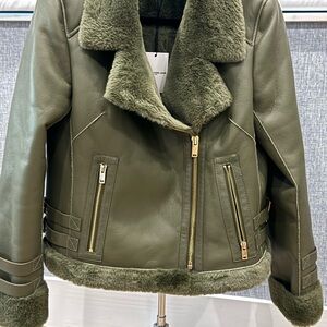NWT Generation Love | Leather Moto Jacket with Faux Fur